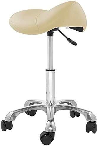Saloniture Professional Ergonomic Saddle Stool, Black - Adjustable Hydraulic Seat, Rolling Spa Salon, Massage