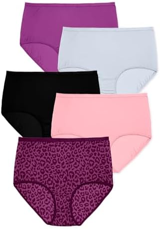 Comfort Choice Plus Size 5-Pack Classic Silky Nylon Brief