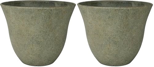 Honeysuckle Resin Planter, Durable Garden Pot, 15" Fossil | Hand-Painted Finish Plant Pots, Lightweight Indoor Outdoor Planter, UV-Resistant, Great for Patio, Home & Garden Decor Accent