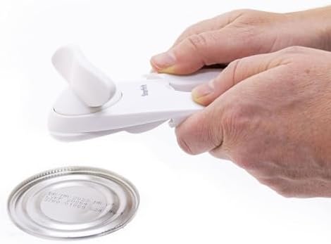 Starfrit Little Beaver Can Opener, Safe, Holds Lid and Leaves No Sharp Edges on Lid, Comfort Grip, 3-Year Warranty, White