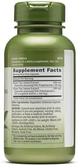 GNC Herbal Plus Green Tea Complex 500mg Supplement, Vegetarian, Supports Metabolism, 100 Servings