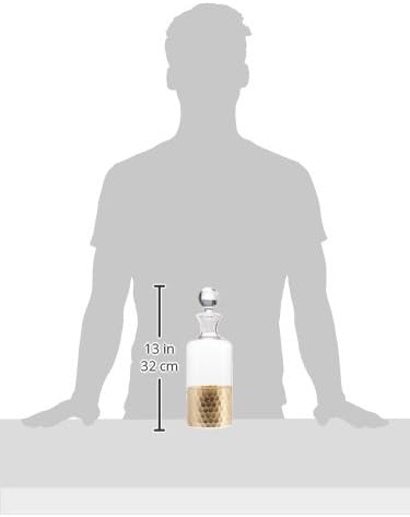 Fitz and Floyd Daphne Decorative Whiskey Decanter Set with Top Glass for Wine, Bourbon, Brandy, Liquor, 5 Piece, Gold