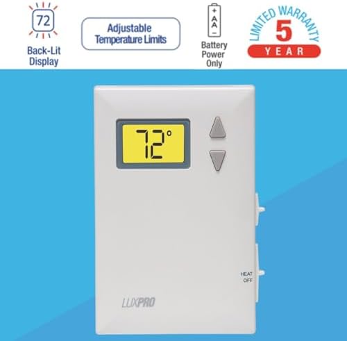 Lux Pro PSD010B Mechanical Non-Programmable Thermostat; 1 Heat Only; Without Fan; Batteries Included | Without Fan, Batteries Included