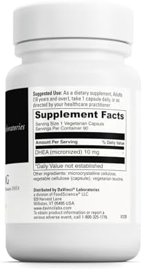 DAVINCI Labs Micronized DHEA 10mg - Helps to Support Healthy Aging, Hormone Balance, Brain Health, Thyroid Function & More - Vegetarian, Gluten-Free - 90 Capsules