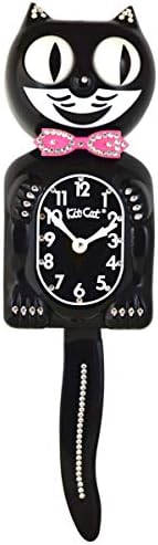 Kit Cat Klock Limited Hot Pink Bow Crystals Jeweled Clock