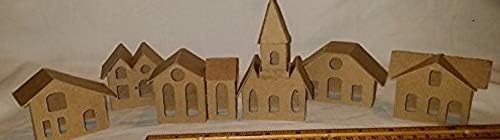 Putz Style DIY Cardboard Houses-Set of 6 Mini Vintage Houses