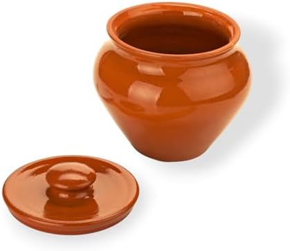 Stoneware Ramekin with Lid 17 fl oz 500 ml Clay Pot for Cooking