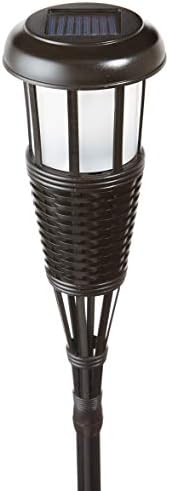 Newhouse Lighting FLTORCH2-B Solar-Powered Flickering Flame Effect LED Outdoor Island Torches for Landscape Lighting, Black Dark Chocolate Finish
