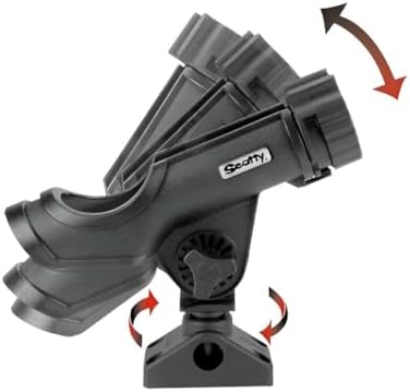 Scotty 0231-BK PowerLock Rod Holder, with 0244 Flush Deck Mounts, black | Adjustable, 360 Degrees of Rotation, Durable Construction
