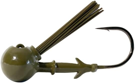 DOBYNS RODS Football Head W/Weed Guard 1/2 OZ/GAMAKATSU Hook 4/0 / 4 Pack/Green Pumpkin