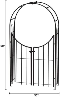 Panacea Products Arched Top Garden Arbor with Gate, Brushed Bronze