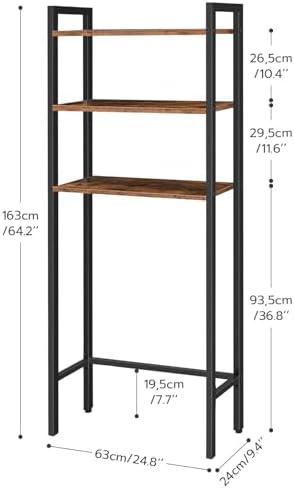 HOOBRO Over The Toilet Storage, 3-Tier Bathroom Organizer Shelf Over Toilet, Freestanding Bathroom Storage Shelves, Space Saver
