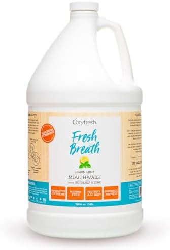 Oxyfresh Lemon Mint Fresh Breath Mouthwash – Bad Breath Treatment – SLS & Fluoride Free – Alcohol Free, Gentle Nonburning with Xylitol & Essential Oils – 16 Fl Oz | Refreshing Oral Rinse for Bad Breath – Alcohol Free, Gentle Non Burning Mouthwash with Xy…