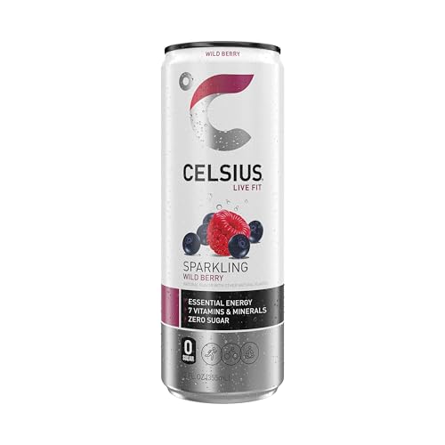 CELSIUS Sparkling Wild Berry Energy Drink, 12 Fl Oz Cans, 4 Pack