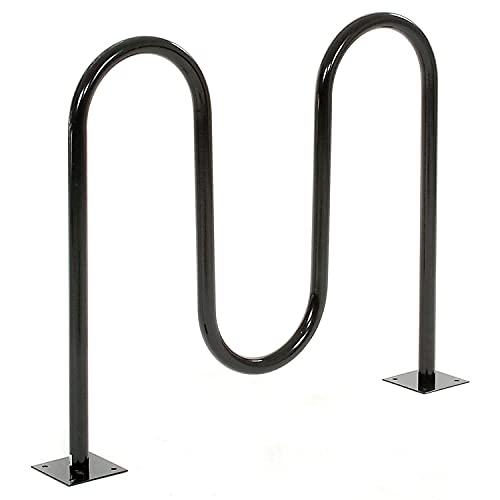 Global Industrial 41"L Wave Bike Rack, Black, Flange Mount, 5-Bike Capacity | Black Powder Coated Steel, Commercial Bike Rack for Stores