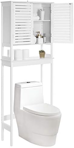 SONGMICS Bamboo Over The Toilet Storage Cabinet, Adjustable Inside Shelf