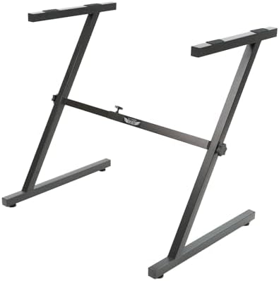 Stage Rocker Single-X Style Classic Folding Keyboard & Digital Piano Stand, Adjustable Width & Height, Durable & Sturdy, Easy to Assemble for Travel/Storage, Sleek Black, Powered by Hamilton(SR524000)