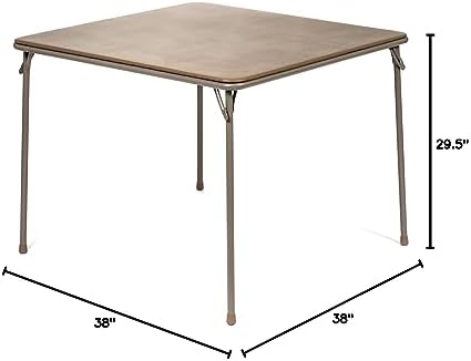 38" Square Folding Card Table - Portable, Easy-to-Store, Vinyl Upholstered, Sturdy Steel, Wheelchair Accessible - Beige