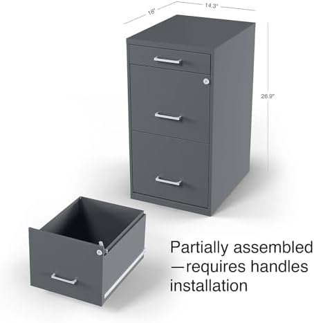 Staples 3-Drawer Vertical File Cabinet, Letter Size Documents, Lockable & Mobile, 18.9" D x 14.3" W x 26.9" H, White