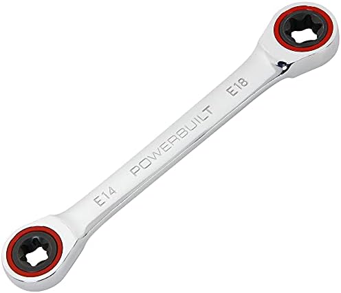 Powerbuilt E10/E12 Ratcheting Double Box-End E-Torx E-Star Wrench, 72-Tooth Ratcheting Wrench with 5-Degree Swing for Tight Spaces - 641760