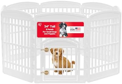 IRIS USA 4-Panel Dog Playpen, Pet Enclosure, Black | Pet Containment, Configurable Layout, Multi-Shape Setup, Custom Pen Configuration, Stable Non-Tip Base, Tool-Free Assembly