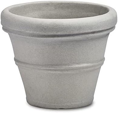Crescent Garden Brunello Classic Gray Rolled Rim Planter Pot, Lightweight Indoor/Outdoor Weather-Safe Round Plant Pot, 27''W (Weathered Concrete)