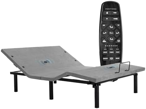 Fromann Adjustable Electric Twin XL Bed Base Frame with Massage, USB Type-C Ports, Zero Gravity, Under Bed Led Lighting and Three Leg Height (Black)