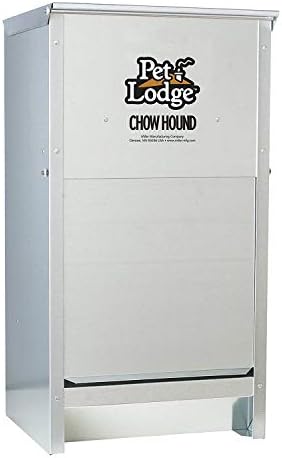 Little Giant Chow Hound 25 Pound Capacity Indoor and Outdoor Automatic Heavy Gauge Steel Dry Food Dog Feeder with Magnetized Door (4 Pack)