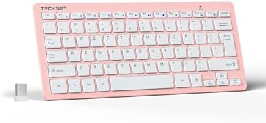 TECKNET 2.4G Wireless Keyboard - Mini Compact Keyboard with Media Hotkeys, 12-Month Battery Life, Compatible with PC, Desktop, Laptop, Smart TV - Black