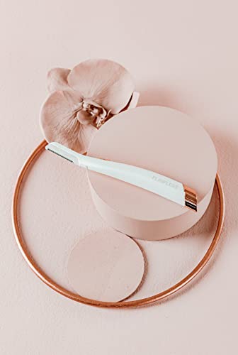 Finishing Touch Flawless Dermaplane Glo Lighted Facial Exfoliator - Non-Vibrating and Includes 6 Replacement Heads, White/Rose Gold