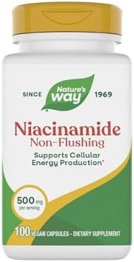 Nature's Way Niacinamide - Niacinamide Capsules with Non-Flushing Vitamin B3 - Supports Cellular Energy* - 500mg per Serving - Gluten-Free & Vegan - 100 Count (100 Servings)