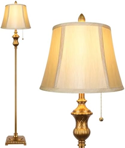 TOBUSA Traditional Floor Lamp, Standing Lamp with Bronze Fabric Shade