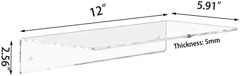 Weiai Clear Acrylic Shelves 12 Inch, Floating Wall Mounted Shelf for Wall Storage, Set of 2