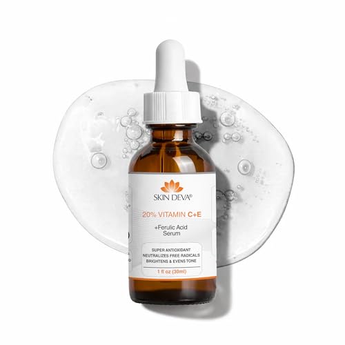 Skin Deva 20% Vitamin C Serum Anti Aging with Hyaluronic Acid & Vitamin E Ferulic Acid - Brightening Formula for Improving Appearance of Dark Spots, Fine Lines & Wrinkles - All Skin Types, 1 fl oz