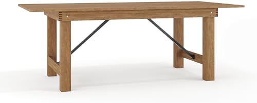 Flash Furniture Hercules Series 7' x 40" Rustic Solid Pine Folding Dining Table, Rectangular Antique Farmhouse Dining and Event Extension Table