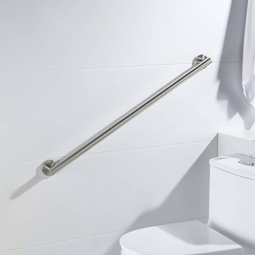 36 Inch Stainless Steel Bathroom Safety Grab Bar | Straight Shaped Grab Bar for Bathtubs and Showers, Shower Safety Grab Bars for Seniors, Wall Mounted Anti-Slip Support (Brushed Nickel, KGB1136)