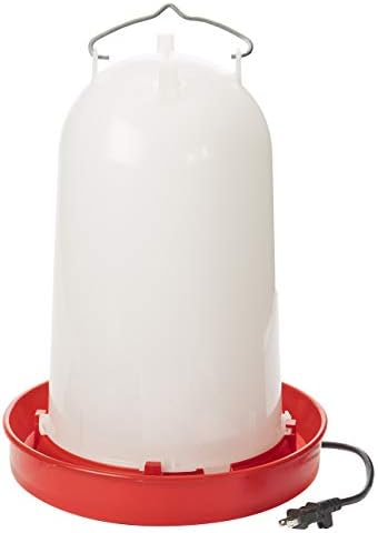 API 3 Gallon Heated Chicken or Bird Waterer with Overheating Protection, Galvanized Steel Handle, and Easy to Fill Funnel Design, White
