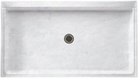 Swan SF03454MD.130 54-in L x 34-in W x 5.5-in H Solid Surface Shower Base, Ice