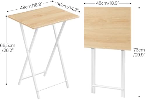 HOOBRO Folding TV Tray Tables, Set of 4 TV Trays with Storage Rack, Industrial Side Table for Eating at Couch, Foldable Snack Table for Small Space