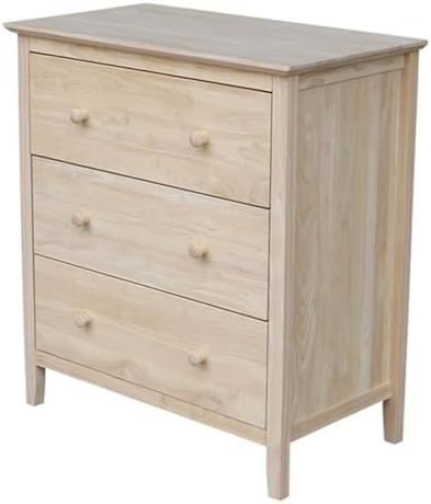 International Concepts Dresser with 3 Drawers, Unfinished