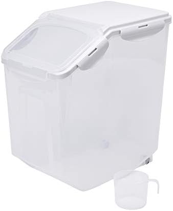 HANAMYA 10 Liter / 20 lbs Rice Storage Container with Measuring Cup, BPA free, For Rice | Grain | Pet Food | Flour, 2 counts, Clear