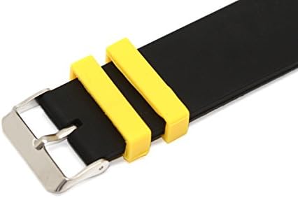22MM Black Yellow Rubber Sport Diver Waterproof Watch Band Strap FIT Invicta
