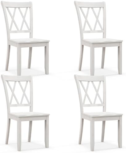 Giantex Set of 2 Dining Chairs, Rubber Wood Dining Room Chair, Farmhouse Dining Side Chairs, Max Load 400 Lbs, Wooden Kitchen Chairs for Home Kitchen