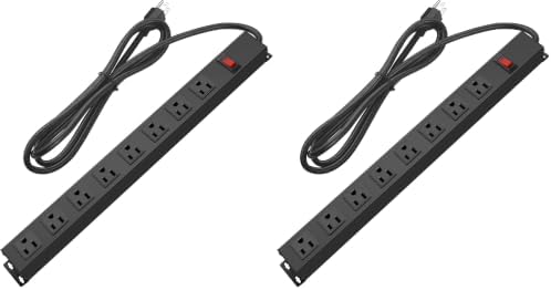 HHOSET Heavy Duty Long 8 Outlets, 14AWG Extension Cord, Black, 6FT, 1