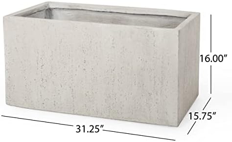 Christopher Knight Home Vanessa Outdoor Modern Large Cast Stone Rectangular Planter, White