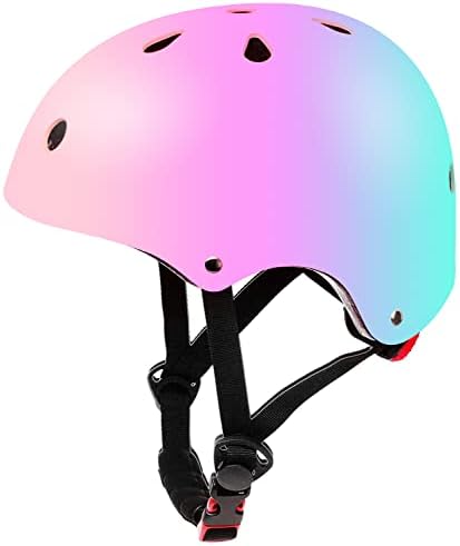 Color Gradient Adjustable Kids Bike Helmet Toddler Helmets for 3-5-8-14 Years Kids Girls Boys Youth Bicycle Helmet for Scooter Balance Bike Roller