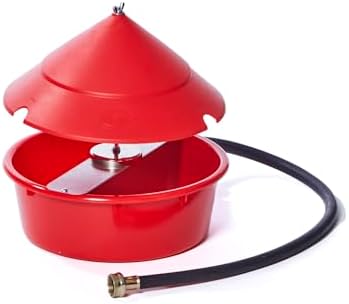 Little Giant® Automatic Poultry Waterer with Cover | Heavy Duty Plastic Auto Chicken Waterer Bowl with Hose Attachment | 5 Quart | Made in USA
