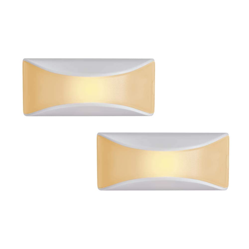 Mr Beams MB500A Wireless Battery Powered Dusk to Dawn Amber Sleep Friendly LED Stair Light/Night Light, White, 2-Pack