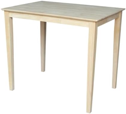 International Concepts Table Top Solid with Wood Bar Height Shaker Legs, 30 by 48-Inch, Unfinished