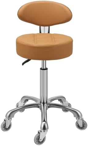 Kaleurrier Rolling Stool with Back Rest: Swivel Chair Adjustable Height